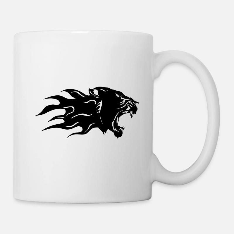 panthere noir profil flamme 3 - Mug blanc - blanc