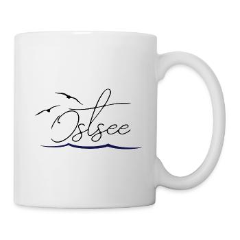 Ostsee mit fliegenden Möwen und Wellen - Tasse - Weiß - Rechts