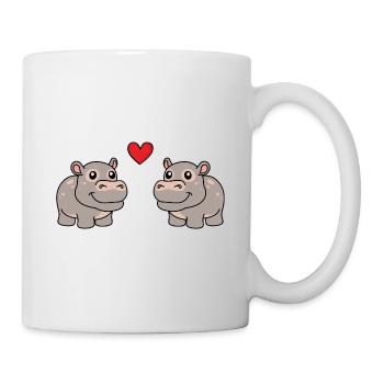 Nilpferd Comic Tier Paar Liebe - Tasse - Weiß - Rechts