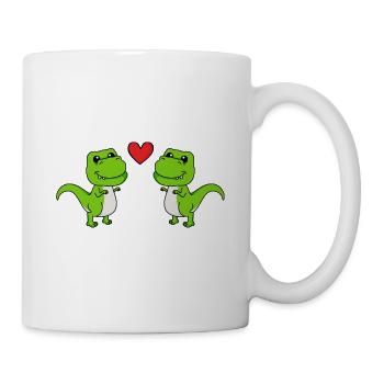 Dinosaurier T-Rex Paar Liebe - Tasse - Weiß - Rechts