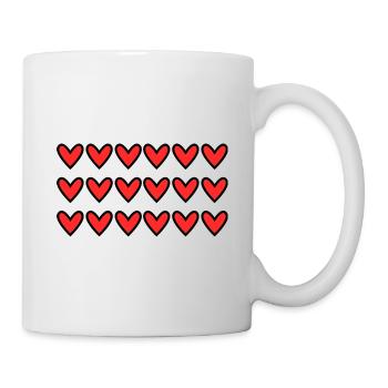HERZ. HERZ. VALENTINSTAG. LIEBE. LIEBE. HERZ - Tasse - Weiß - Rechts