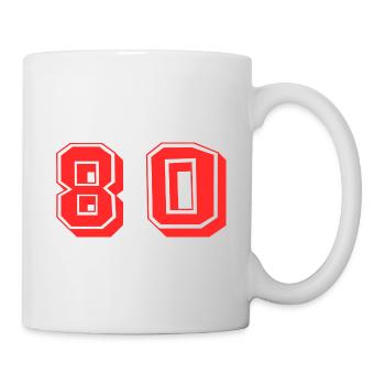 80 JAHRE. 80-jähriges JUBILÄUM. JUBILÄUM 80 JAHRE. 80 - Tasse - Weiß - Rechts