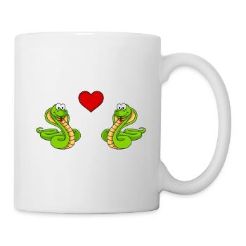 Snake Cobra Comic Couple Love - Mug - white - Right