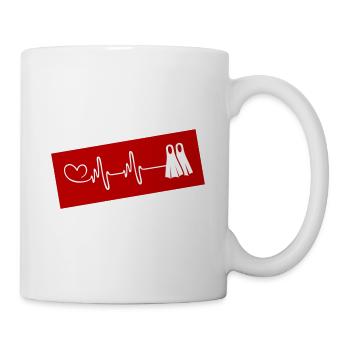 Diving fins pulse heart - Mug - white - Right