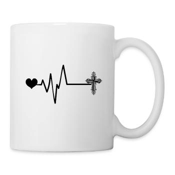 Croix, Pouls, Coeur, Amour, Christianisme - Mug blanc - blanc - Droite