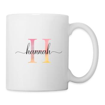 H | Monogram | Name | Hannah |Watercolor - Mug - white - Right