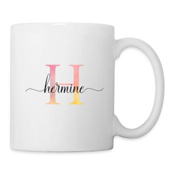 H | Monogramm | Name | Hermine |Watercolor - Tasse - Weiß - Rechts