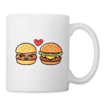 Burger Paar Liebe Herz Valentinstag - Tasse - Weiß - Rechts