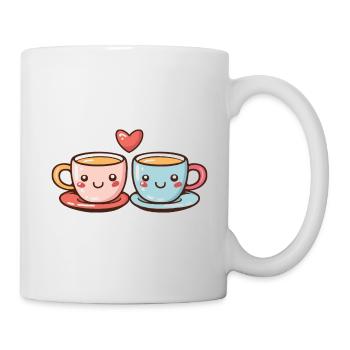 Kaffee Paar Liebe Herz Valentinstag - Tasse - Weiß - Rechts