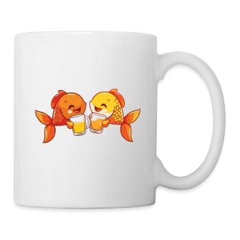 Goldfische Comic Bier Lustig Party - Tasse - Weiß - Rechts