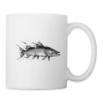Pike Predatory Fish Angler Ink Vector - Mug - white - Right
