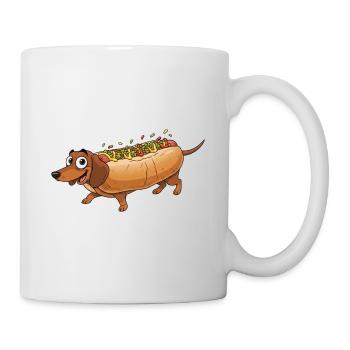 Dackel im Brötchen Motiv - Tasse - Weiß - Rechts