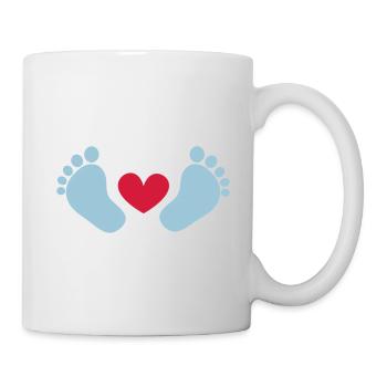 Baby feet, heart, gift, birth, mum, dad, boy, girl - Mug - white - Right