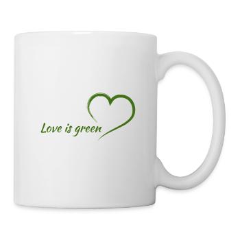 Love is green - go vegan - Tasse - Weiß - Rechts
