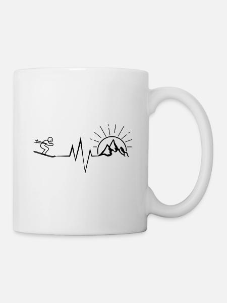 Skifahrer Skipiste Freqenz - Ski Berge Sonne - Tasse - Weiß