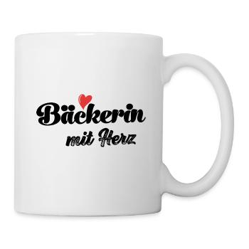 Bäckerin mit Herz Bäcker Backen Konditor Bäckerei - Tasse - Weiß - Rechts
