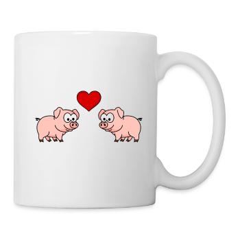 Schwein Comic Paar Liebe - Tasse - Weiß - Rechts