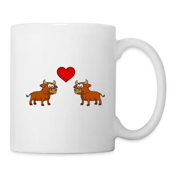 Stier Comic Paar Liebe - Tasse - Weiß - Rechts