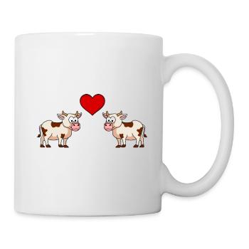 Kuh Comic Paar Liebe - Tasse - Weiß - Rechts