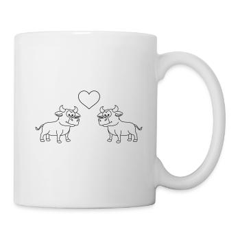 Stier Comic Paar Liebe - Tasse - Weiß - Rechts