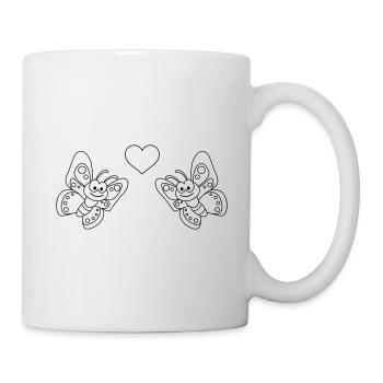 Butterfly Comic Couple Amour - Mug blanc - blanc - Droite