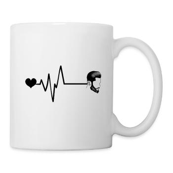 Kamm Friseur Puls Herz Liebe - Tasse - Weiß - Rechts