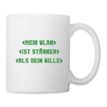 Mein WLAN ist stärker als dein Wille - Tasse - Weiß - Rechts