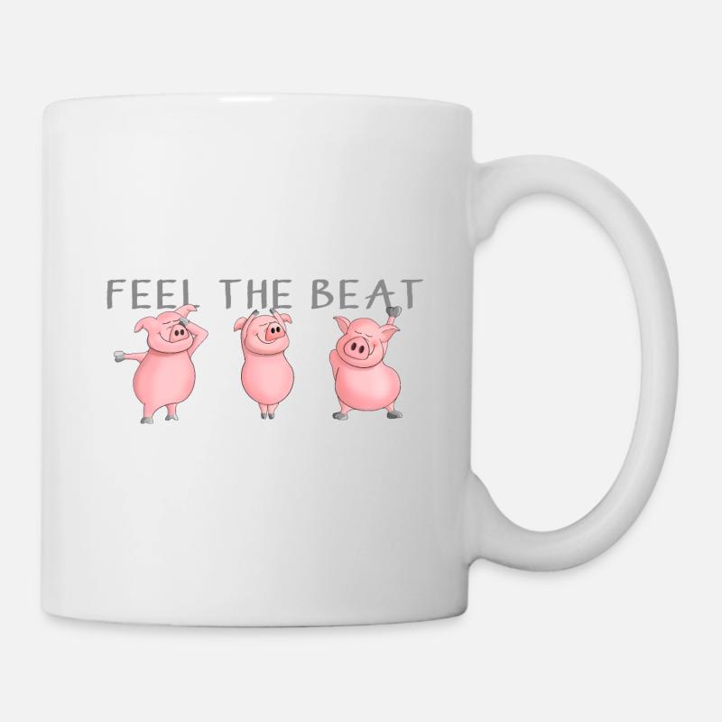 sentez le rythme - des cochons drôles dansent - Mug blanc - blanc