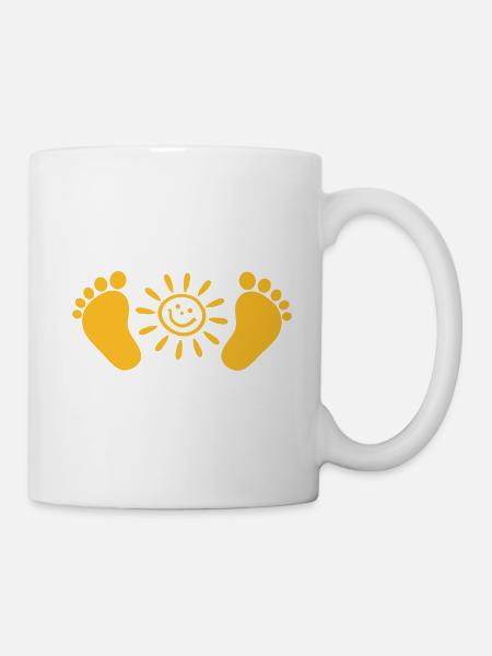 bébé, soleil, baptême, cadeau, mama, pieds, bebe - Mug blanc - blanc