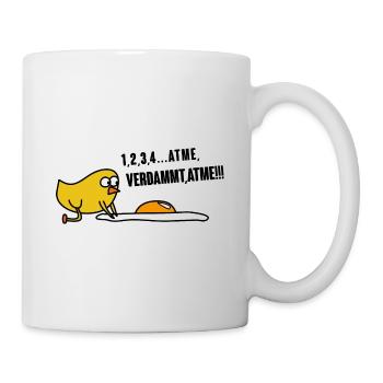 Erste Hilfe! Ei Spruch Küken - Tasse - Weiß - Rechts
