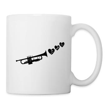 Trompete Noten mit Herz - Tasse - Weiß - Rechts