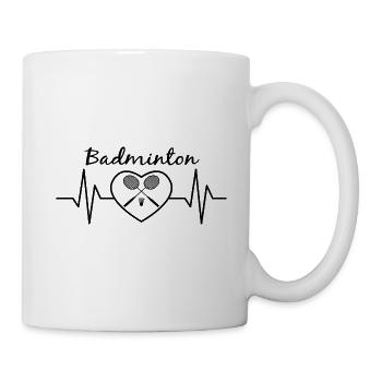 badminton t-shirt heartbeat - Mug - white - Right