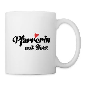 Pfarrerin mit Herz Jesus Glaube Kirche - Tasse - Weiß - Rechts
