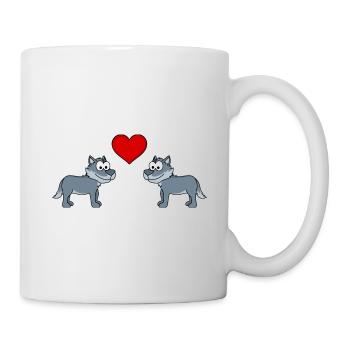 Wolf Comic Paar Liebe - Tasse - Weiß - Rechts