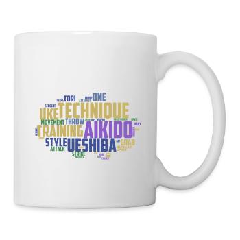 Japanische Kampfkunst Aikido Begriffe Wordcloud - Tasse - Weiß - Rechts