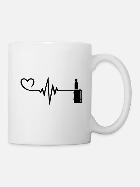 E-Zigarette Puls Herz Liebe - Tasse - Weiß