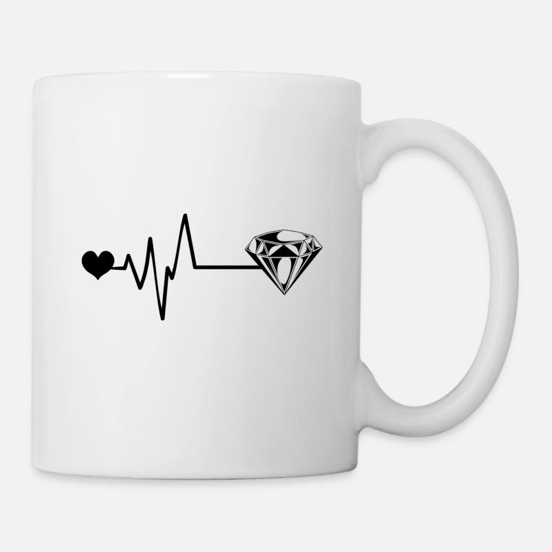 Diamant Puls Herz Liebe - Tasse - Weiß