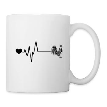 Coq pouls coeur amour - Mug blanc - blanc - Droite