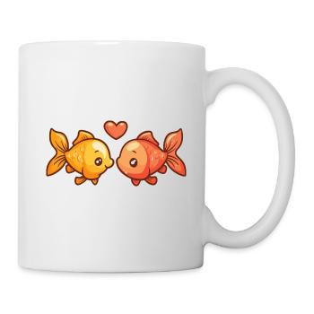 Goldfische Paar Fische Verliebt Tier Valentinstag - Tasse - Weiß - Rechts