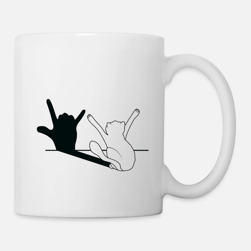 Je t’aime avec chat - jeu d’ombres - Mug blanc - blanc