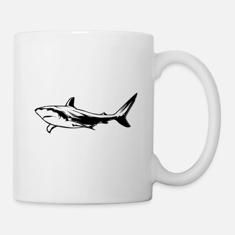Hai Tier Silhouette - Tasse - Weiß