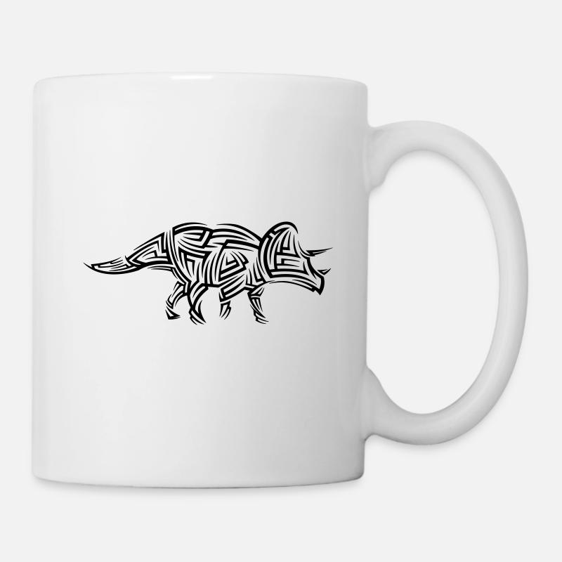 Dinosaurier Triceratops Tribal Tattoo - Tasse - Weiß