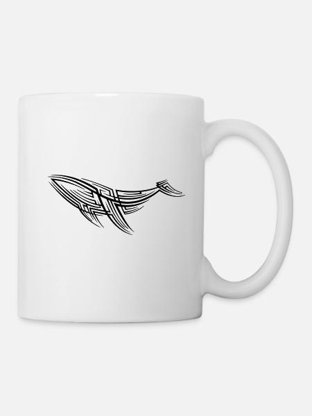 Tatouage tribal de baleine - Mug blanc - blanc