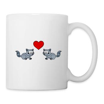 Raccoon Comic Couple Amour - Mug blanc - blanc - Droite
