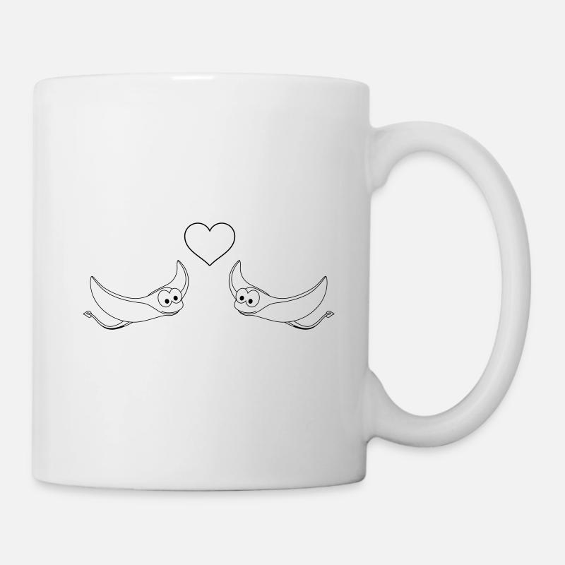 Rochen Comic Tier Paar liebe - Tasse - Weiß