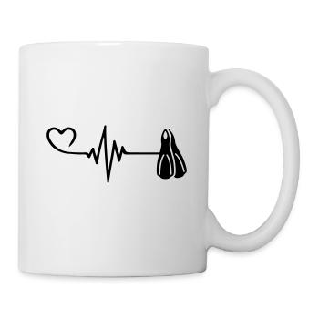 Diving fins pulse heart - Mug - white - Right