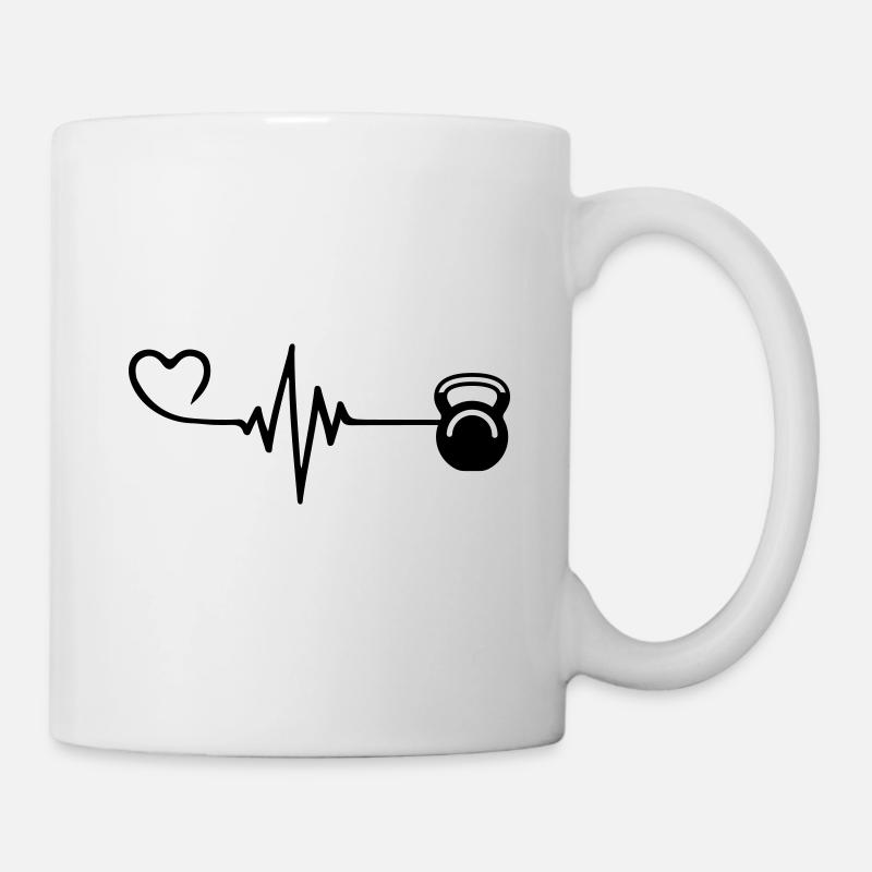 Hantel Herzschlag - Tasse - Weiß