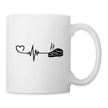 Steak Herzschlag Puls - Tasse - Weiß - Rechts