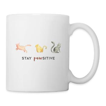 Stay pawsitive / stay positive / Bleib positiv - Tasse - Weiß - Rechts