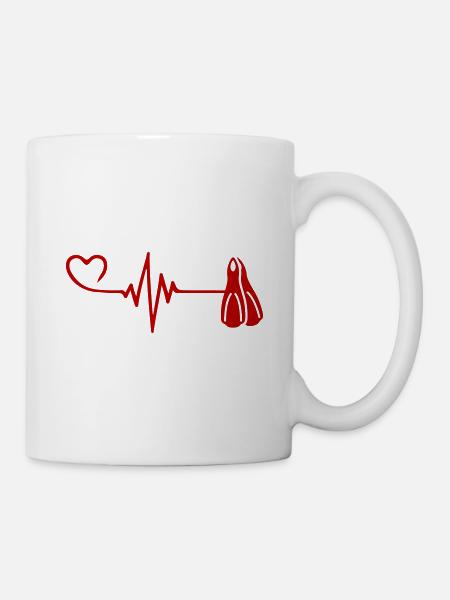 Taucherflossen puls herz - Tasse - Weiß